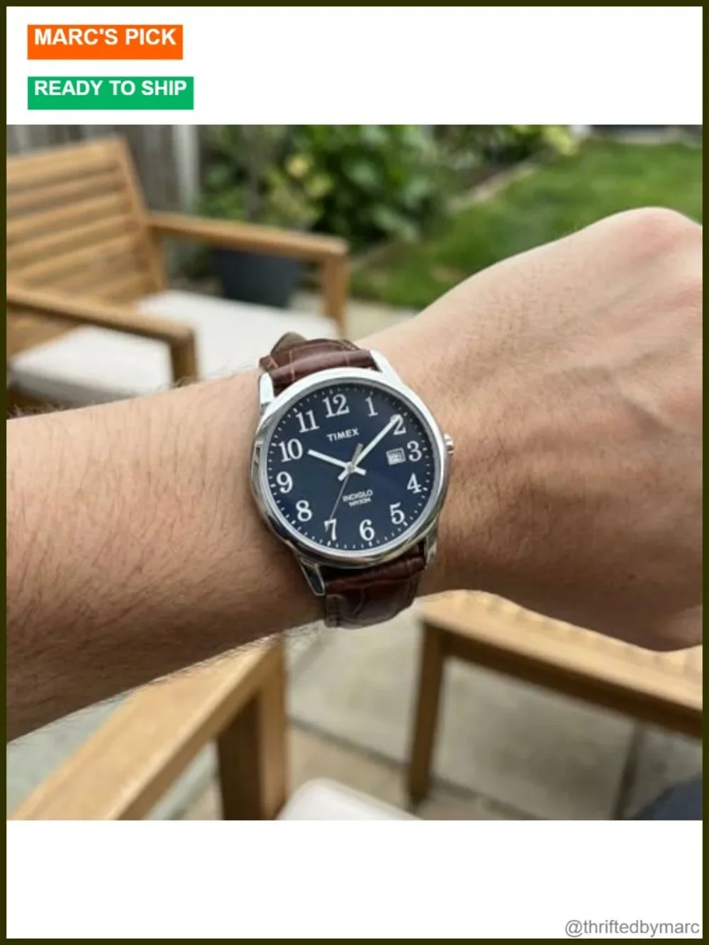 Easy Reader Watch with Genuine Leather Strap and INDIGLO Backlight